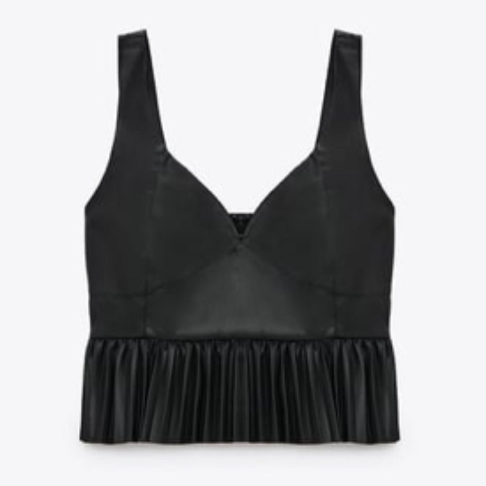 NWT Zara faux leather peplum top. Small.